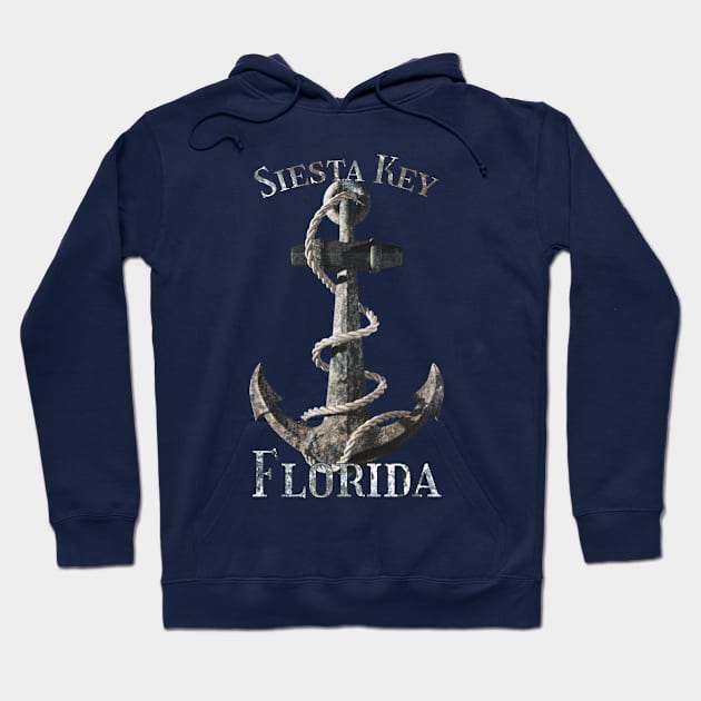 Siesta Key Florida Vacation Nautical Anchor Sailing Hoodie by macdonaldcreativestudios